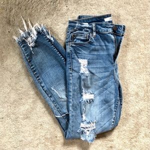 High Rise Distressed Cropped Ankle Jeans, 5, Cello